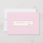 Roze Gingham Meisje Doop Oprechte Dankbaarheid Not Bedankkaart (Achterkant)
