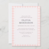 Roze Gingham Meisjes Baby Shower Kaart (Voorkant)