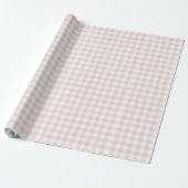 Roze Gingham Meisjes Feestje Cadeaupapier (Uitgerold)