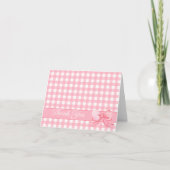 Roze Gingham met Bow Napkins Bedankkaart (Voorkant)