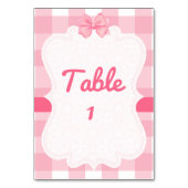 Roze Gingham met Strik Tafelnummer (Achterkant)