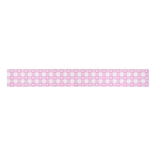 Roze gingham met verfdrukken grosgrain lint (Voorkant)