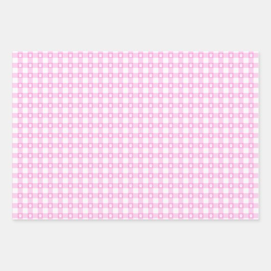 Roze gingham met verfdrukken Verpakkingspapier Inpakpapier Vel (Voorkant)