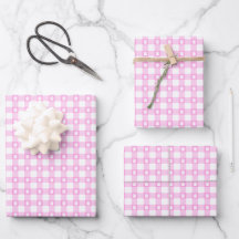 Roze gingham met verfdrukken Verpakkingspapier