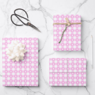 Roze gingham met verfdrukken Verpakkingspapier Inpakpapier Vel