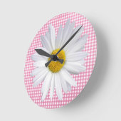 roze gingham met witte maaltijd ronde klok (Hoek)