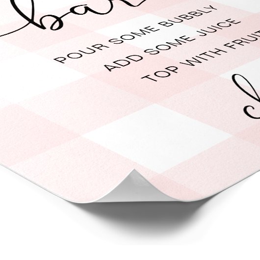 Roze Gingham Mimosa Bar Poster (Hoek)