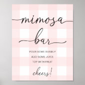 Roze Gingham Mimosa Bar Poster (Voorkant)