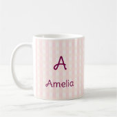 Roze Gingham Monogram Aangepaste Naam Koffiemok (Links)