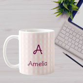 Roze Gingham Monogram Aangepaste Naam Koffiemok