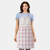  Roze Gingham Monogram Moeder Oma Gift Schort (Gedragen)