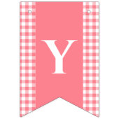 Roze Gingham Monogram Picnic Bunting Banner (Tweede vlag)