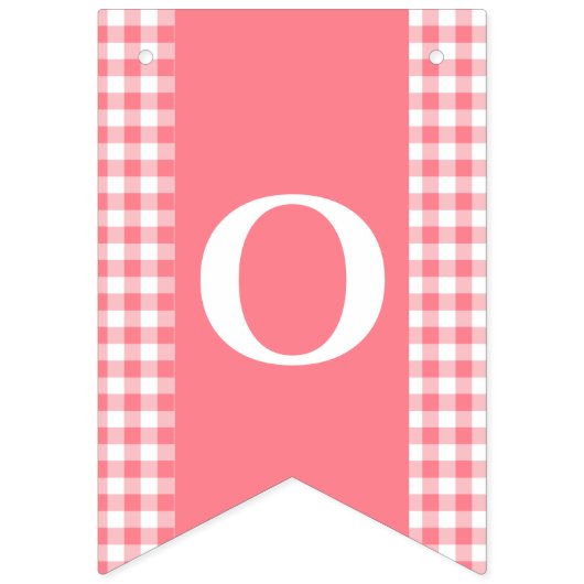 Roze Gingham Monogram Picnic Bunting Banner (Derde vlag)