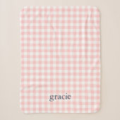 Roze Gingham Monogram Sherpa Deken (Voorkant)