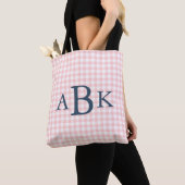 Roze Gingham Monogram Tote Bag (Dichtbij)