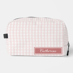 Roze Gingham Mooie Gestreepte Cosmetica Toilettasje