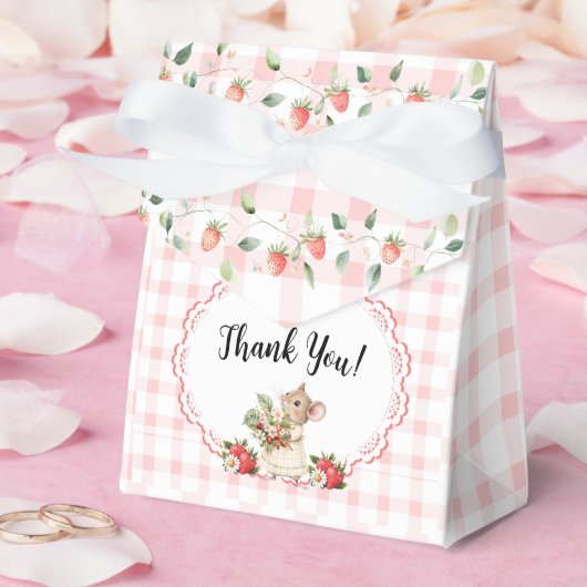 Roze Gingham Mouse Baby shower-gunst dozen Bedankdoosjes (Huwelijk)