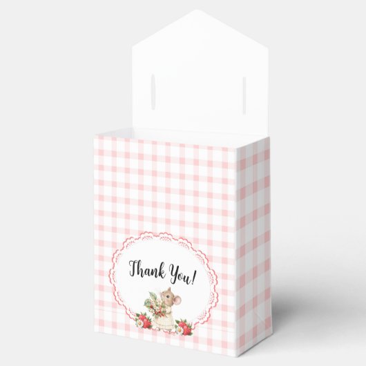 Roze Gingham Mouse Baby shower-gunst dozen Bedankdoosjes (Geopend)