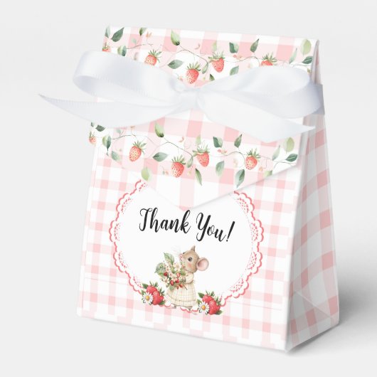 Roze Gingham Mouse Baby shower-gunst dozen Bedankdoosjes (Voorkant Zijde)