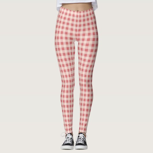  roze gingham naadloos patroon leggings (Voorkant)