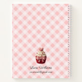 Roze Gingham Nep Haakwerk Cupcake Bakkerij Notitieboek (Achterkant)