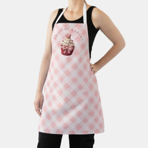 Roze Gingham Nep Haakwerk Cupcake Bakkerij Schort