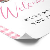 Roze Gingham Net Van De Markt Welkomstbord Poster (Hoek)