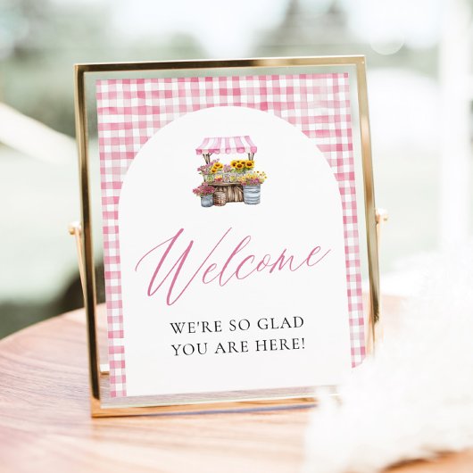 Roze Gingham Net Van De Markt Welkomstbord Poster