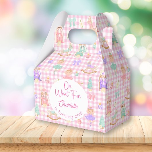 Roze Gingham Notenkraker Favor Doos Bedankdoosjes