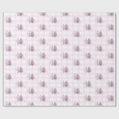 Roze Gingham Notenkraker Kerst Wrapping Papier (Vlak)
