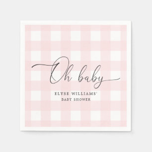 Roze Gingham Oh Baby Paper Napkin Servet
