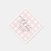 Roze Gingham Oh Baby Paper Napkin Servet (Hoek)
