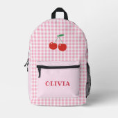 Roze Gingham Opgewekte Kersen Meisjes Bedrukte Rugzak (Voorkant)