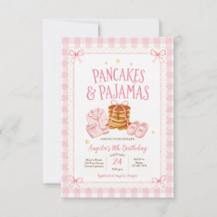 Roze Gingham Pannenkoeken en Pyjama Verjaardag Kaart