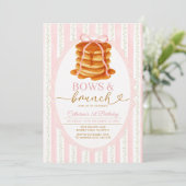 Roze Gingham Pannenkoekenfeest, 1e verjaardag Brun Kaart (Staand voorkant)