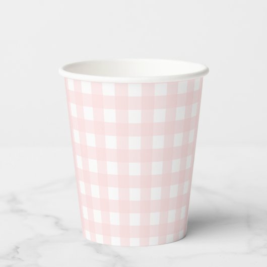 Roze Gingham Paper cup Papieren Bekers (Achterkant)