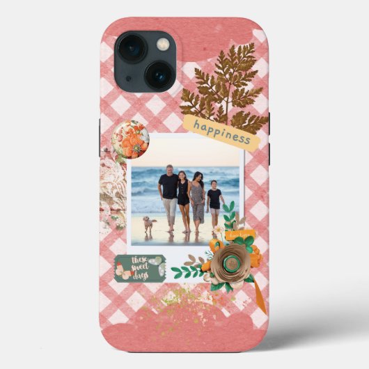 Roze gingham papier, scrapbooking aangepaste foto Case-Mate iPhone case (Achterkant)