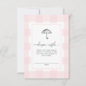 Roze Gingham Paraplu Luier Raffle Enclosure Kaart (Voorkant)