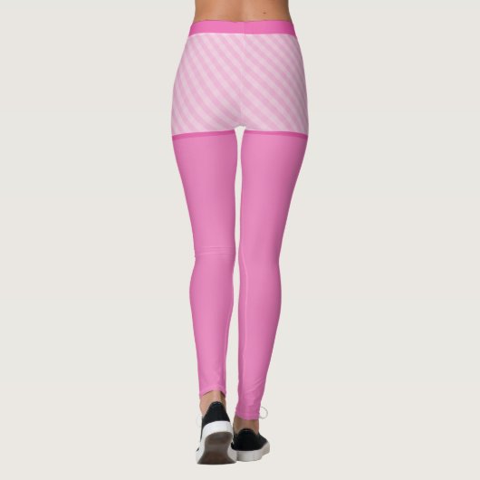 Roze Gingham Patroon Aangepast Monogram Leggings (Achterkant)