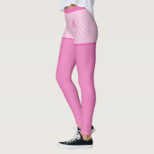 Roze Gingham Patroon Aangepast Monogram Leggings (Links)