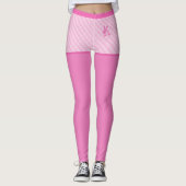 Roze  Gingham Patroon Aangepast Monogram Leggings (Voorkant)