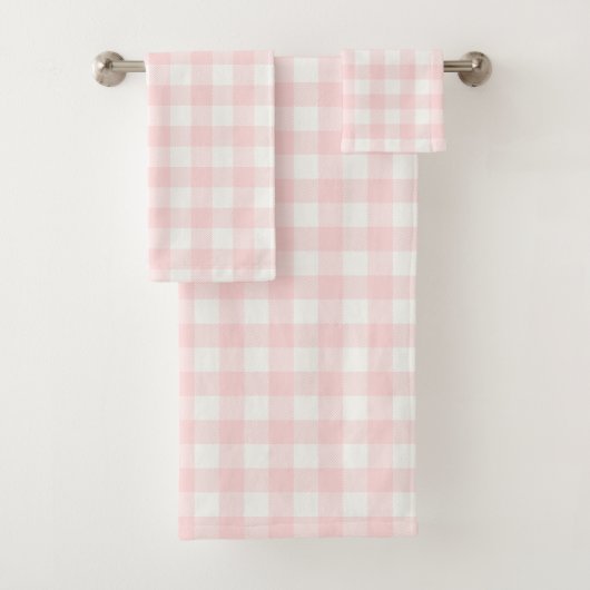 Roze Gingham Patroon Bad Handdoek Set (Insitu)