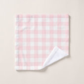 Roze Gingham Patroon Bad Handdoek Set (Wasdoekje)