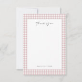 Roze Gingham Patroon  Bedankkaart (Voorkant)
