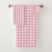 Roze Gingham Patroon Meisjesachtig Geruit Geruit Bad Handdoek (Insitu)