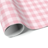 Roze Gingham Patroon Meisjesachtig Geruit Geruit Cadeaupapier (Rol Hoek)