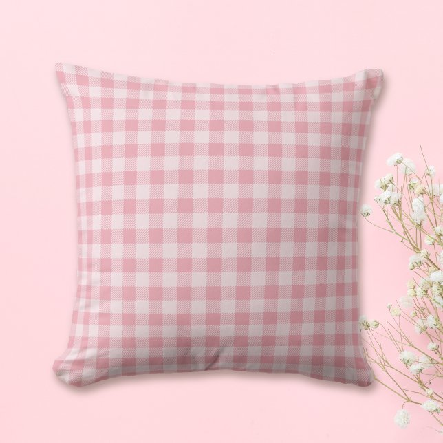 Roze Gingham Patroon Meisjesachtig Geruit Geruit Kussen (Creator heeft geüpload)