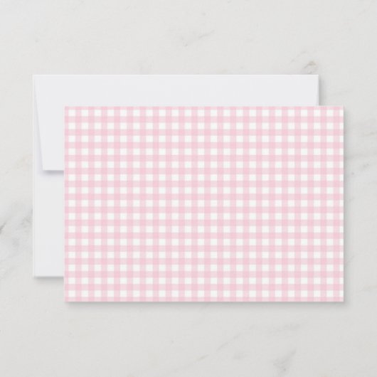 Roze Gingham patroon met boog Bedankkaart (Achterkant)