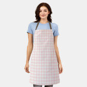 Roze gingham-patroon over Apron Schort (Gedragen)