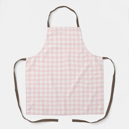 Roze gingham-patroon over Apron Schort (Voorkant)